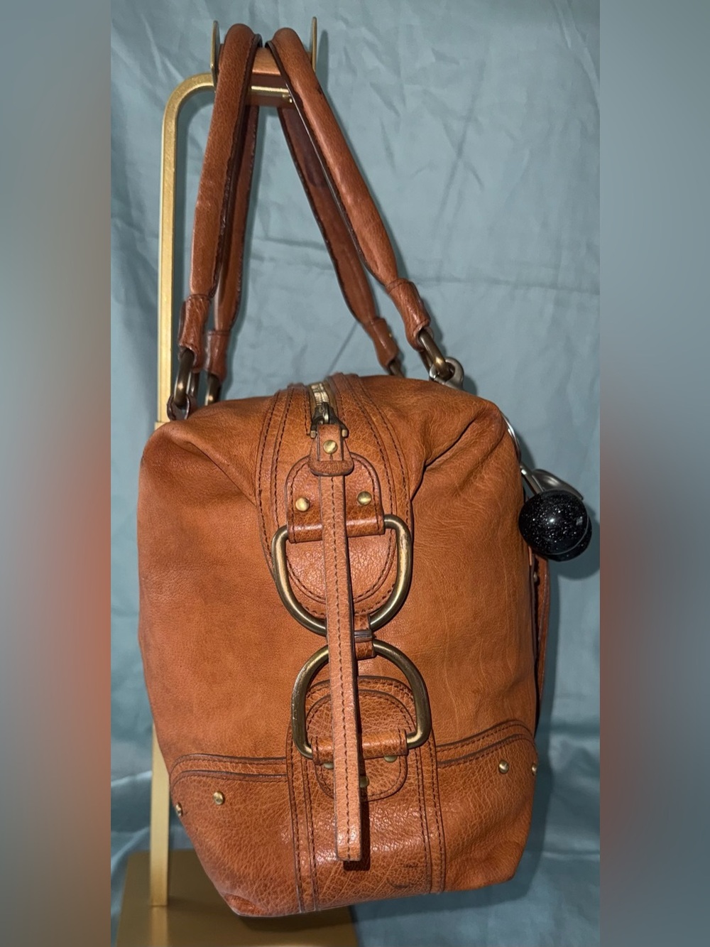 Bally Brownish Red Leather Shoulder Bag with Charm Accents - Picture 4 of 16